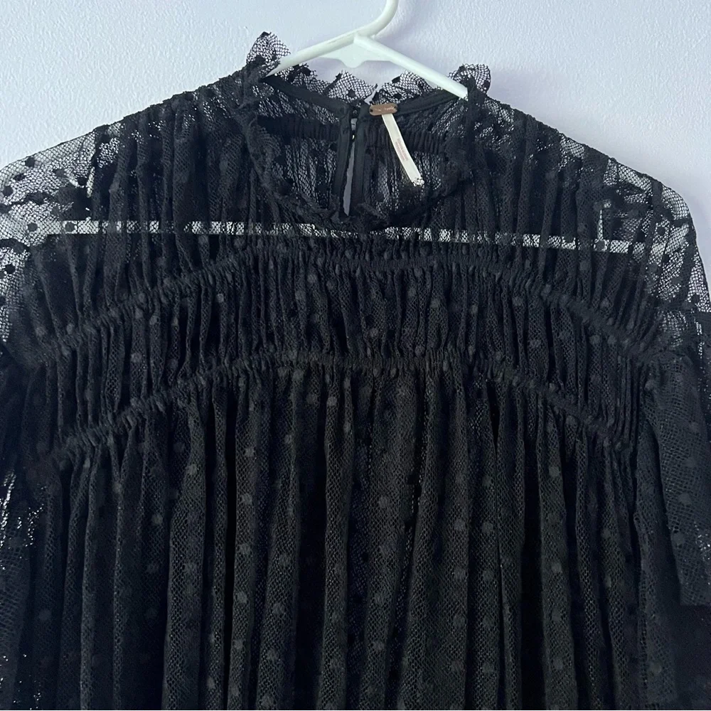 Free People Disco Ball Swiss Dot Lace Top Small